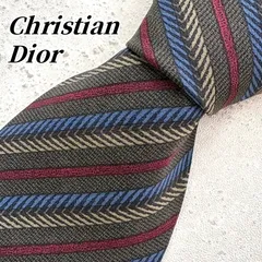 【極美品】 クリスチャンディオール Christian Dior MONSIEUR ネクタイ カーキ ボルドー ブルー ストライプ ヘリンボーン レジメンタル シルク100% 高級 ハイブランド ビジネス フォーマル スーツ メンズ 紳士服 結婚式 美品