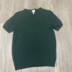 【230754】ARMANI COLLEZIONI アルマーニ コレッツォーニ  半袖ニット　サマーニット　ストレッチ　ウール100％　イタリア製　サイズI44・USA10  ・ ディープグリーンのサムネイル