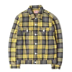 【美品】Levis リーバイス ジャケット イエロー ネイビー サイズ:M | 00s 3rdタイプ チェックネル トラッカージャケット (70505-0056) | 00年代 古着 | アウター ブルゾン 上着【メンズ】【中古】