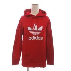 アディダス adidas 美品 パーカー トレーナー 長袖 トレフォイユ プリント ロゴ 裏毛 赤 レッド Mのサムネイル