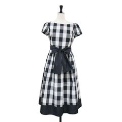 24SS 極美品 M'S GRACY シルク混チェックワンピース 40 リボン - メルカリ
