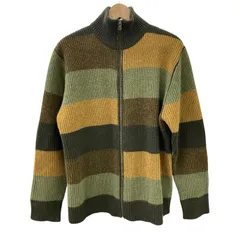 199990 現状品 STUSSY ステューシー マルチボーダー柄ジップアップニット Lのサムネイル