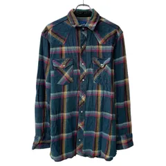 Wrangler 長袖 ウエスタンシャツ L グリーン マルチカラー ラングラー スナップボタン チェック柄 フランネルシャツ 春秋物 a806-5031のサムネイル