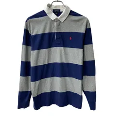 POLO RALPH LAUREN 長袖 ラガーシャツ ユース XL グレー ネイビー ポロラルフローレン ハーフボタン ボーダー ラグビー 秋物 a806-5036のサムネイル