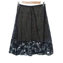 シーバイクロエ SEE BY CHLOE 美品 スカート 34 黒 ブラック 白 幾何学レース 花柄レース ミディ丈 /IL ■ECG004のサムネイル