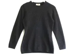 【200450】SISLEY シスレー  丸首　ニット　長袖セーター　イタリア製 ダークグレーのサムネイル