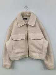 ZARA ザラ ブルゾン L アイボリー フードなし ショート丈 無地 ジップアップ レディース