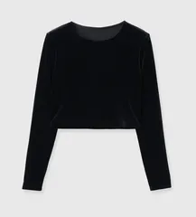 anuansベロアクロップドカットトップス1525512044-BLACK-Fのサムネイル