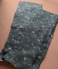 美品☆綿麻 浴衣 墨流し ピーコック 広衿 水色 紫 | Mercari