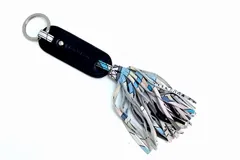 【231961】EMILIO PUCCI エミリオ プッチ  フリンジ キーホルダー チャーム レザー ライトブルー系×ブラックのサムネイル