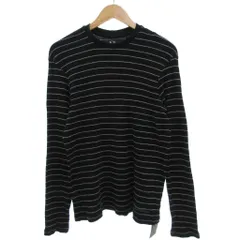アルマーニエクスチェンジ A/X ARMANI EXCHANGE タグ付き ワッフルTシャツ コットン L 黒 ブラック 長袖 ボーダー /NX ■GY99のサムネイル