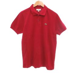 ラコステ LACOSTE ポロシャツ 半袖 クラシックフィット 鹿の子 M 赤