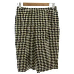 バーバリー ロンドン BURBERRY LONDON 美品 スカート 絹 シルク 40 黒 ブラック 白 ホワイト 千鳥格子柄 ハウンドトゥース ツーダーツ 膝丈 タイトシルエット /MX ■ECF005のサムネイル