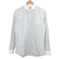 カルバンクラインシーケー Calvin Klein C.K クレリックシャツ ストライプ 長袖 L グレー ホワイト /Xのサムネイル