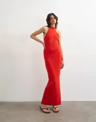 トップショップ レディース トップス ワンピース ニット ホルター Topshop knitted halter neck dress RED レッドのサムネイル