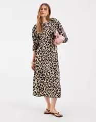 オンリー レディース トップス ワンピース アニマル柄 プリント マキシ ONLY belt detail maxi dress in animal print HUMUS LEOP アニマル