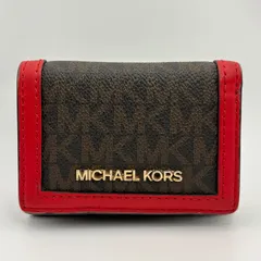 MICHAEL KORS マイケルコース 三つ折り財布 ミニ財布 総柄 レッド ブラウン コンパクト財布のサムネイル
