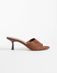 マンゴ レディース シューズ サンダル スエード レザー ヒール Mango 100 suede leather heeled mules Chocolate チョコレートのサムネイル