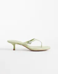 マンゴ レディース シューズ サンダル スエード ヒール Mango 100 suede buckle detail heeled sandals in pastel GREEN PASTEL グリーのサムネイル