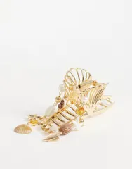 エイソス レディース アクセサリー ASOS DESIGN hair claw clip with sealife charms tone Multi マルチカラーのサムネイル