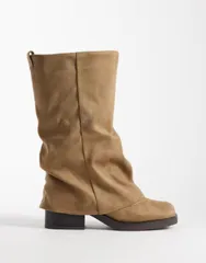 エイソス レディース シューズ ブーツ・レインブーツ ASOS DESIGN Curve Carrie fold over slouchy boots in sand サンドのサムネイル