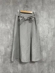 LAUTREAMONT ロートレアモン チェック ひざ丈 リボン付き フレア スカート size38/グレー ■■ レディースのサムネイル