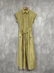 NATURAL BEAUTY BASIC ナチュラルビューティーベーシック ロング ノースリーブ Aライン ワンピース sizeS/黄緑 ■◆ レディース