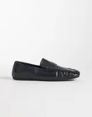 エイソス レディース シューズ スリッポン・ローファー レザー ASOS DESIGN Micha premium soft loafers leather BLACK LEATHER ブラックのサムネイル