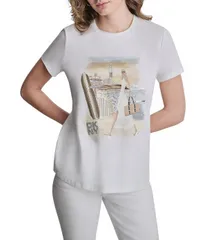 ダナキャラン レディース トップス Tシャツ クルーネック グラフィック DKNY by Donna Karan Montauk Graphicrew Neck Short Sleeve Tee Whのサムネイル