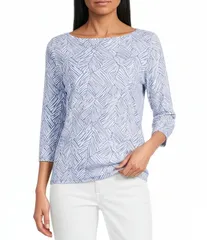 トッミーバハマ レディース トップス Tシャツ ニット Tommy Bahama Knit Ashby Isles Porto Fronds Boat Neck 34 Sleeve Top Frencのサムネイル