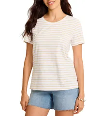 トッミーバハマ レディース トップス Tシャツ クルーネック ジャージー Tommy Bahama Slub Jersey Salty Breeze Stripe Crew Neck Short Slのサムネイル