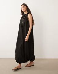 22SS ebure エブール リンクルボイルテントライン ワンピース ブラック 