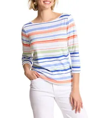 トッミーバハマ レディース トップス Tシャツ Tommy Bahamashby Isle Coast Cool Multi Color Stripe Boat Neck 34 Sleeve Teeのサムネイル