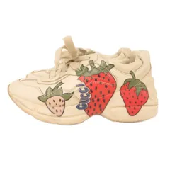 グッチ GUCCI ストロベリーライトンスニーカー シューズ いちごプリント ロゴ 29 ベージュ /JS ■IBO93のサムネイル