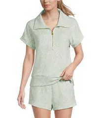 トッミーバハマ レディース トップス Tシャツ ハーフジップリント スキューバ ダウン Tommy Bahama Coordinating Scuba Palm Voyage Porto Frondsのサムネイル