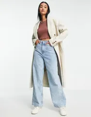 トップショップ レディース アウター コート Topshop double breasted long coat in oatのサムネイル