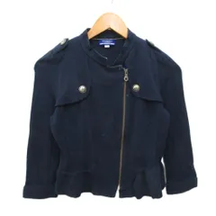 バーバリーブルーレーベル BURBERRY BLUE LABEL ブルゾン ジャケット ジップアップ 金ボタン コットン 38 紺  ネイビー E1F86-600-29 ■IBO96