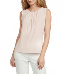 カルバンクライン レディース トップス シャツ クルーネック プリーツ ノースリーブ ニット ジャージー Calvin Klein Knit Jersey Pleated Crew Neck Slee