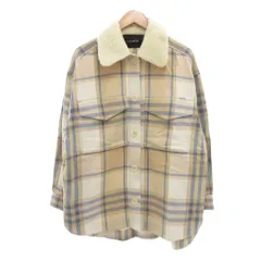 コーチ COACH プラッドジャケットウィズシェルパカラー M ロゴ チェック柄 フェイクファー ボア ベージュ C8761 /AE ■WYのサムネイル