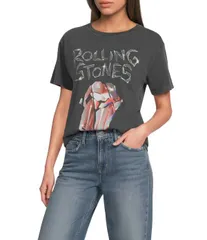 ラッキーブランド レディース トップス Tシャツ クルーネック ニット Lucky Brand Knit Front Rolling Stones Crew Neck Short Sleeve Tee