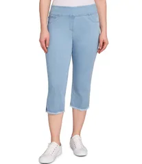 ルビーアールディー レディース ボトムス カジュアルパンツ プチ デニム フリンジ Ruby Rd Petite Size Relaxed Fringe Hem PullOn Denim Pants