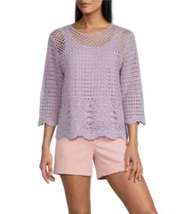 ウエストバウンド レディース トップス Tシャツ Westbound 34 Sleeve Crochetopastelilac ライラックのサムネイル