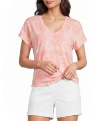 トッミーバハマ レディース トップス Tシャツ Vネック Tommy Bahama Kauai Palm Bay VNeck Short Rolled Cuff Sleeve Tee Crystalのサムネイル