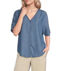 ダナキャラン レディース トップス カットソー Vネック DKNY by Donna Karan Tencel VNeck Short Sleeve Tunic Stream Washのサムネイル