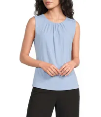 カルバンクライン レディース トップス シャツ クルーネック プリーツ ノースリーブ ニット ジャージー Calvin Klein Knit Jersey Pleated Crew Neck Slee