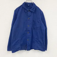～80s　Pionier　SANFOR　サンフォー　ユーロワークジャケット　ヘリンボーンツイル　ミリタリー　青　ブルー　50サイズ　古着のサムネイル