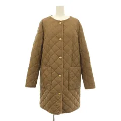 ローレンラルフローレン LAUREN RALPH LAUREN キルティングコート ノーカラー ロング 金ボタン M 茶 ブラウン /KUのサムネイル