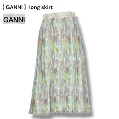 【GANNI】ロングスカート　プリーツスカート　アート柄　古着　size36のサムネイル