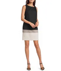 ダナキャラン レディース トップス ワンピース ノースリーブ カラーブロック リネン Donna Karan Linen Blend Colorblock Boat Neck Sleevelesshiのサムネイル