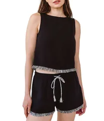ベラダール レディース トップス シャツ ノースリーブ Bella Dahl Sleeveless Fray Trim Coordinating Tank Black ブラックのサムネイル
